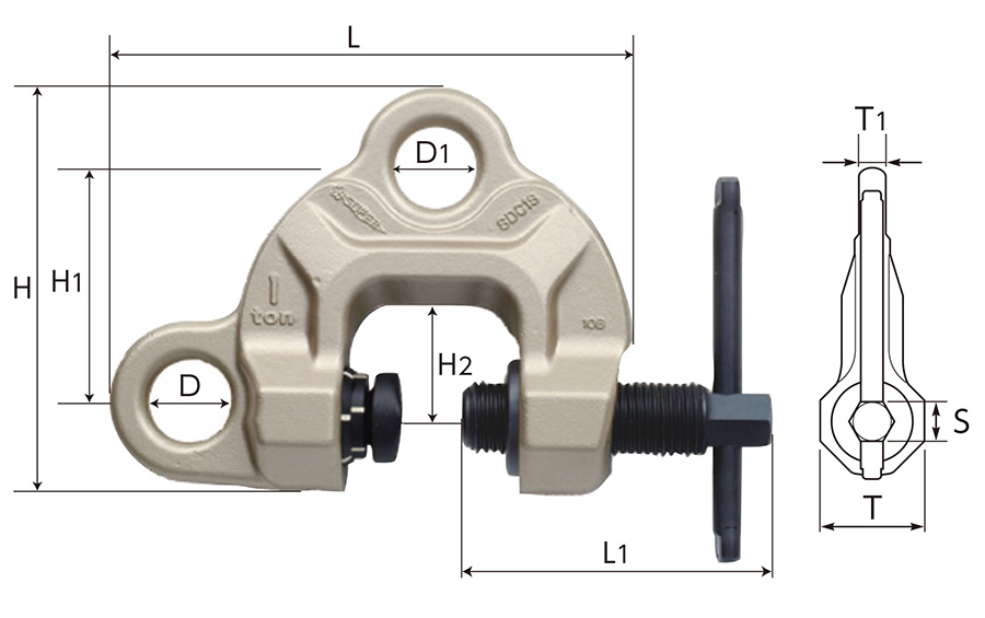 SCREW CAM CLAMP – DOUBLE EYE (SDC-S) - Dimensions