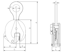 Vertical CDE clamp (NVC) dimensions